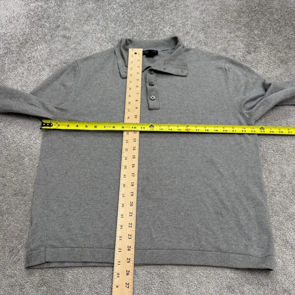 Banana Republic Silk Cashmere Pullover Polo Sweater Mens XL Gray Elbowm Patches